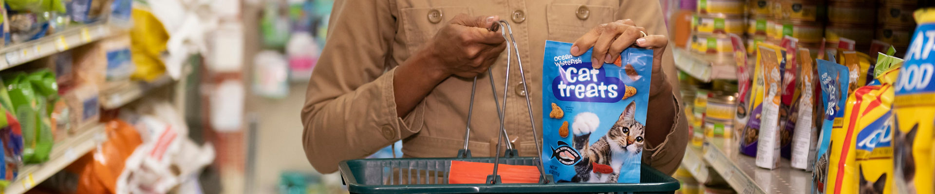 Shopper buying cat treats